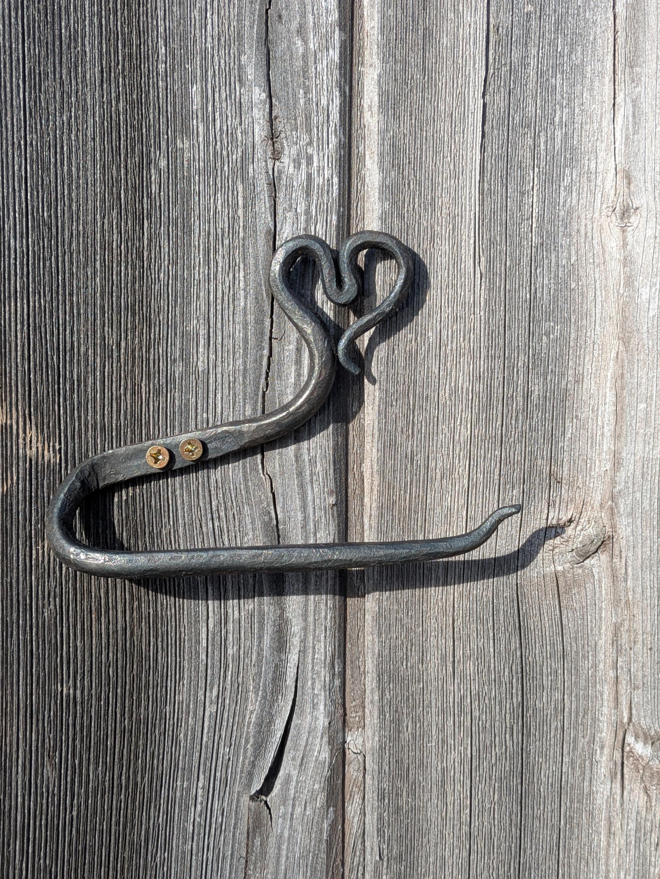 Hand Forged Towel Holder Blacksmith With Heart